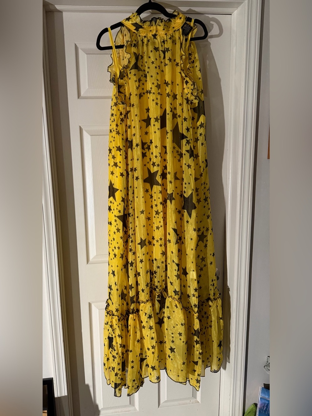 Yellow Maxi Dress with Black Stars